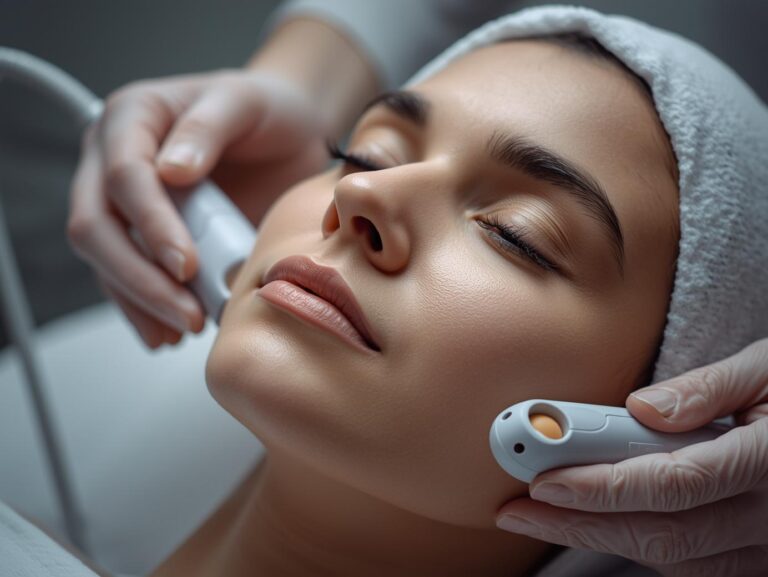 Woman receiving HydraFacial treatment at dermatology clinic in Islamabad showing gentle extraction and serum infusion on glowing skin